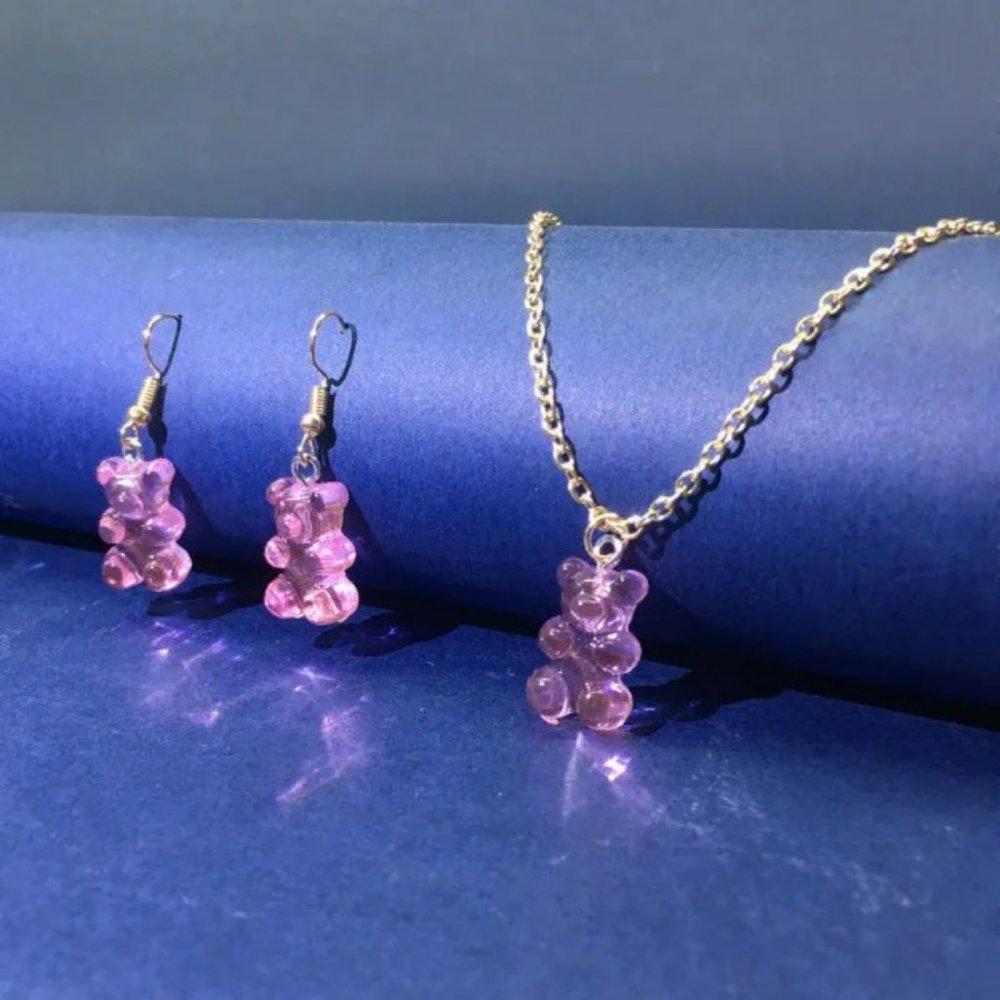 Gummy Bear Earring & Necklace Set (3pcs)